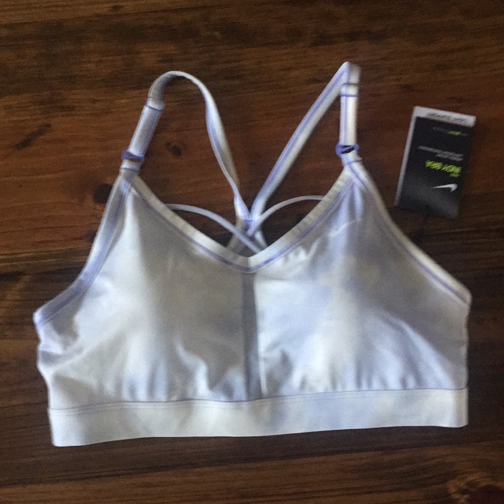 New with tags Nike purple and white Indy Bra